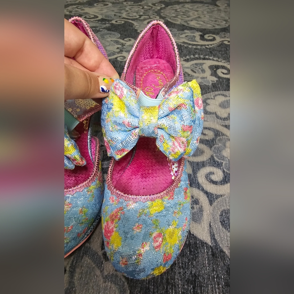 Irregular Choice Pink and Blue Heels with Whimsical Design
